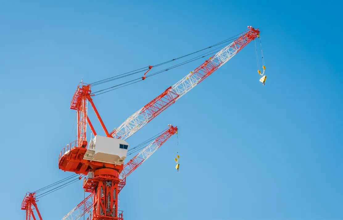 Mobile crane at work site
